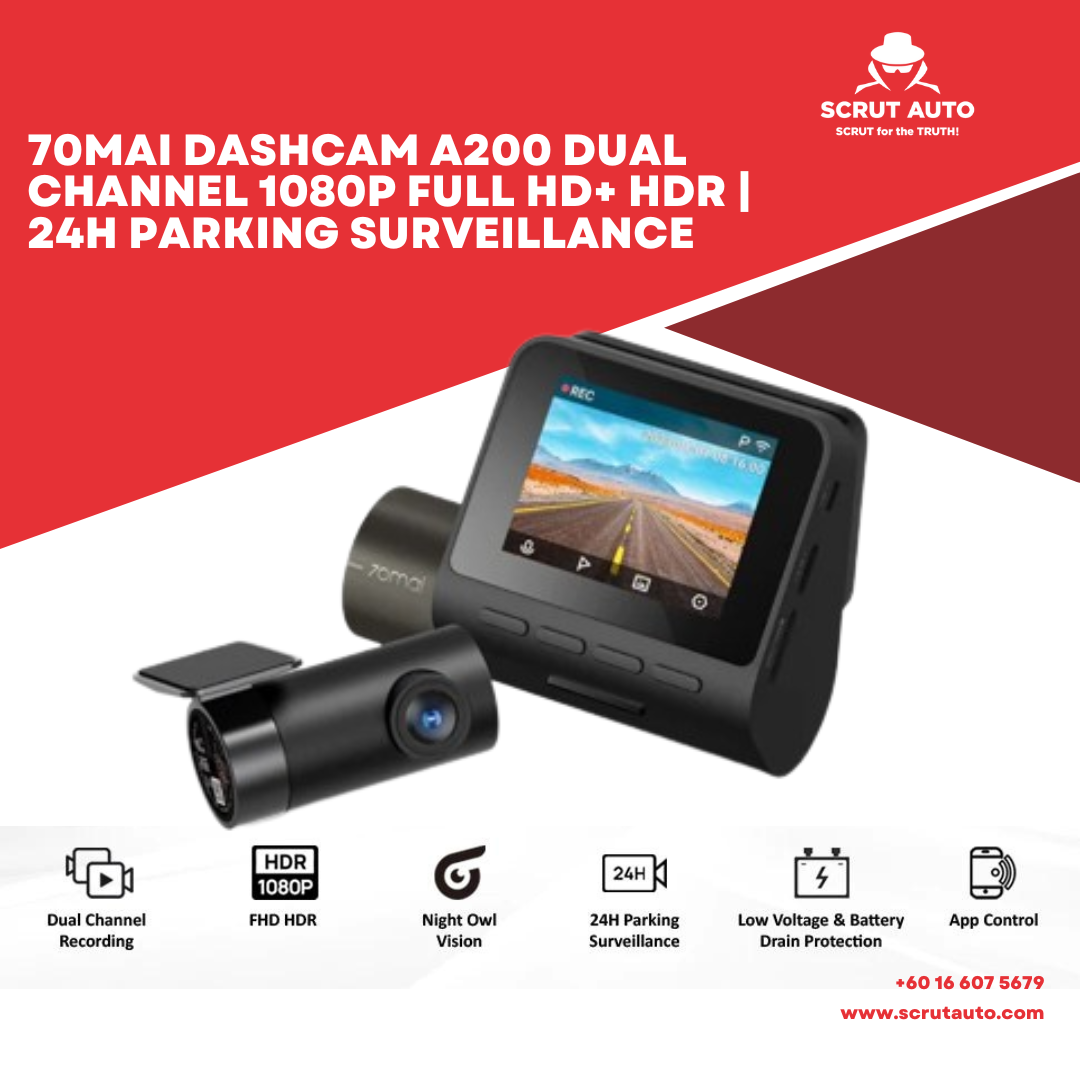 70mai Dash Cam A200 Dual Channel 1080P Full HD+ HDR | 24H Parking ...