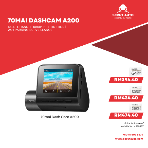 70mai Dash Cam A200 Dual Channel 1080P Full HD+ HDR | 24H Parking Surveillance