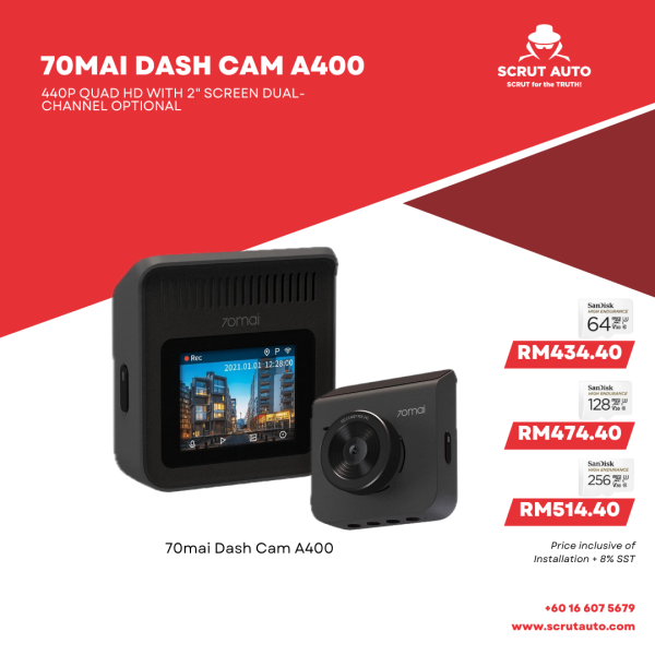 70mai Dash Cam A400 (Dual-channel)