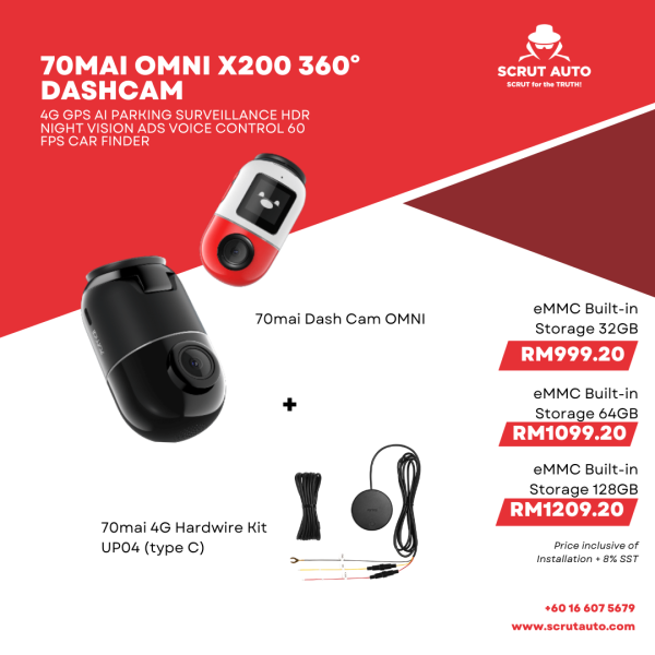 70mai Omni X200 360° 4G Dash Cam
