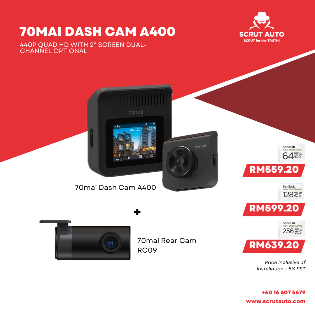 70mai Dash Cam A400 (Dual-channel) - SCRUT Auto