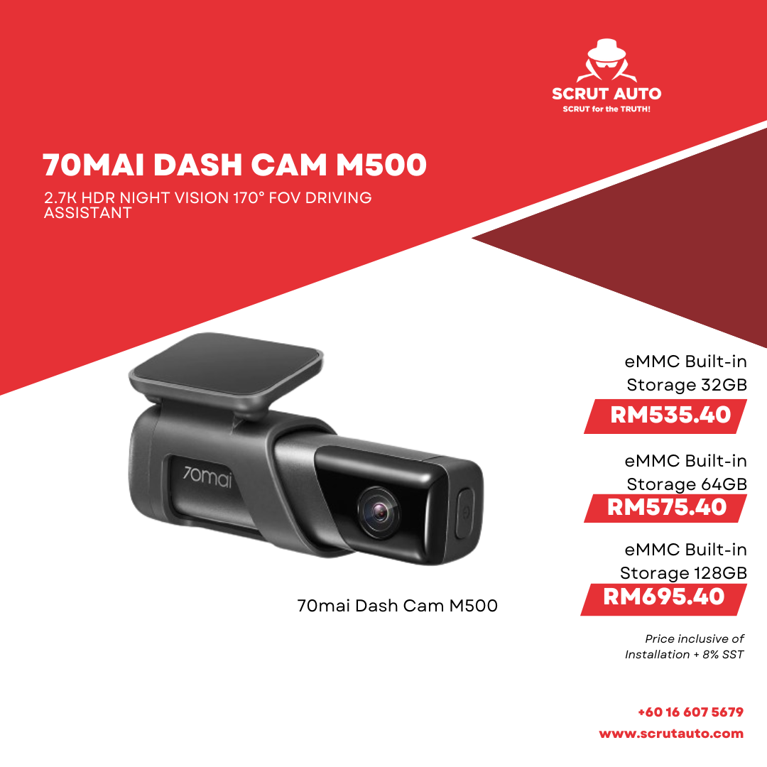 70mai Dash Cam M500 2.7K HDR Night Vision 170° FOV Driving Assistant ...