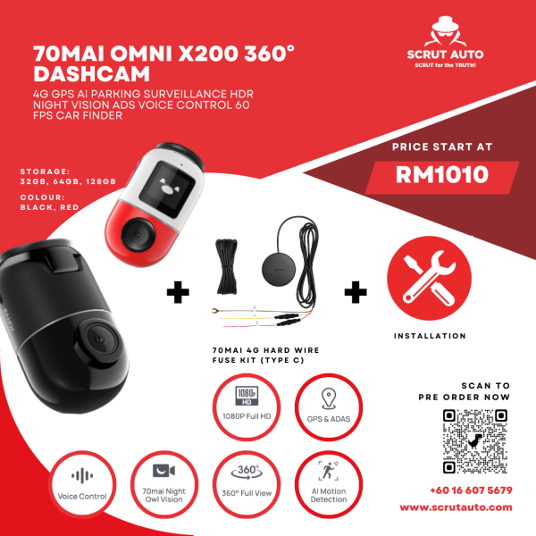 70mai Omni X200 360° 4G Dash Cam